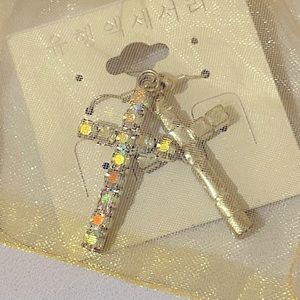 Christian religious crystal cross earring